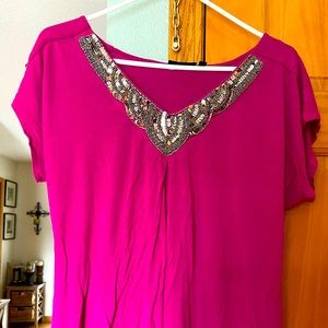 Apt 9 Women’s blouse with silver sequence collar XL